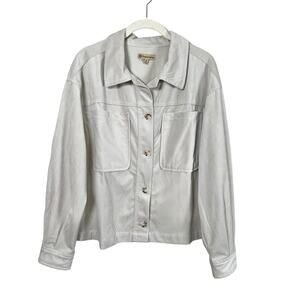 Democracy Cropped Corduroy Utility Shacket Stone Women's M